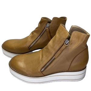 NEW SILENT D Nene To Zip Slip On Women's Brown Leather Comfort Boot